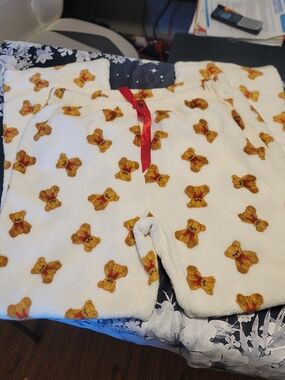 🔥3 For $25 No Comment Cute Teddy Bear Pajama Pants Size Large